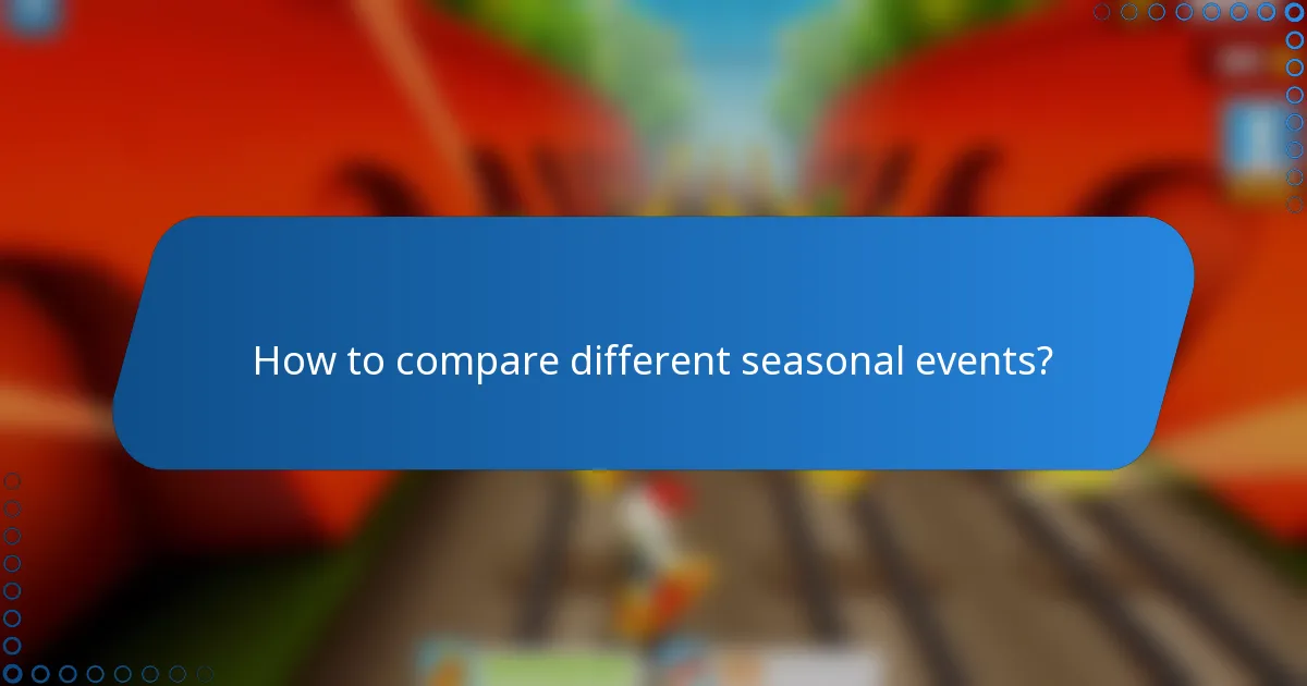 How to compare different seasonal events?